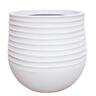 Round Ribbed Resin Pot L White