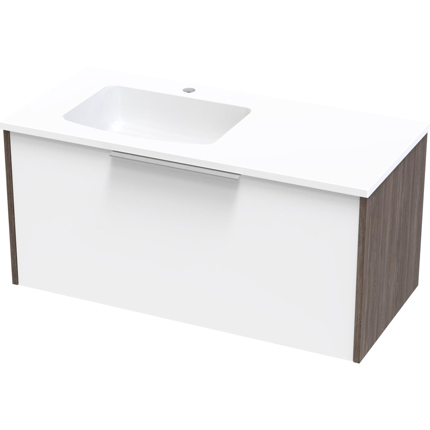 Nikau Grove 1000 Left Hand Bowl Single Drawer Ultra Gloss White/Colour