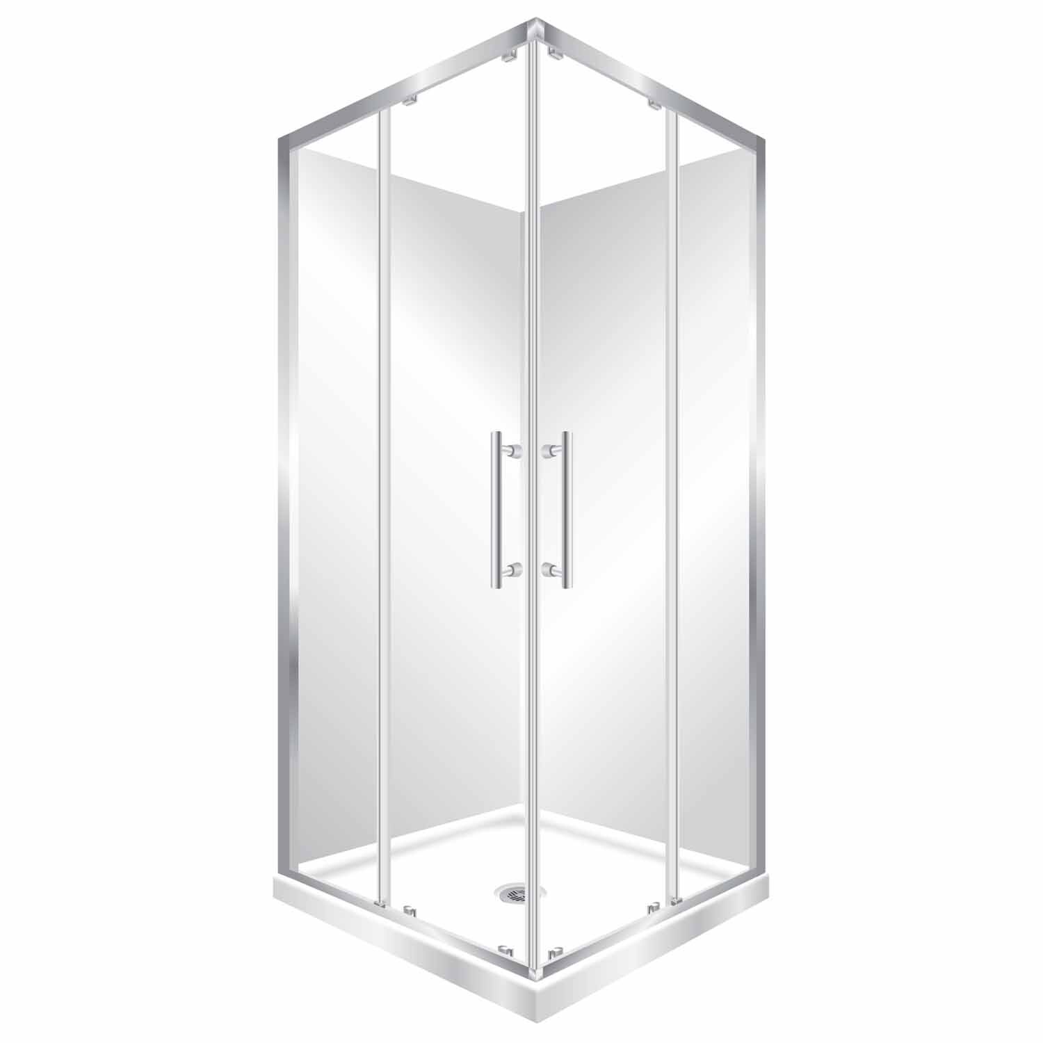 Twin 90 Square Shower - Flat Wall