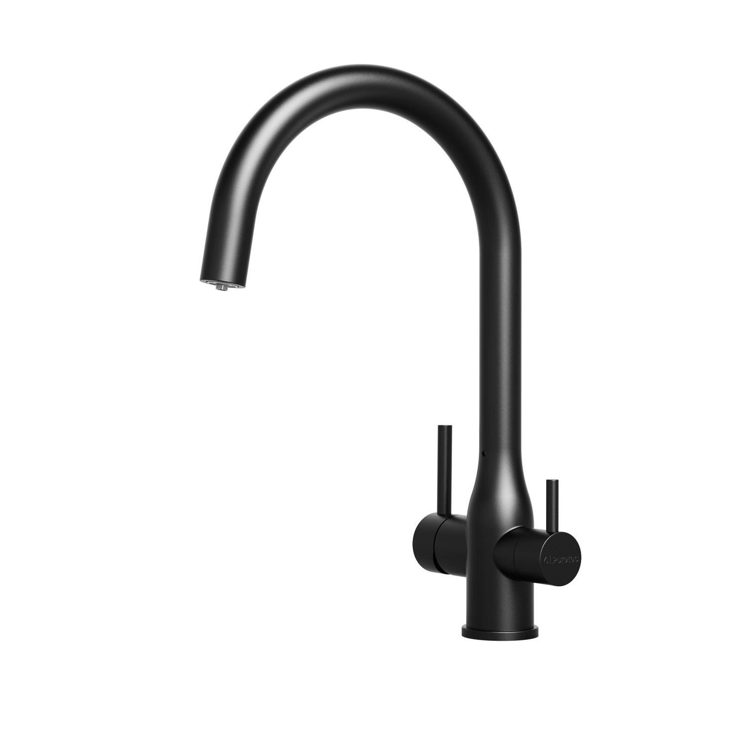 Elite 3-In-1 Gooseneck Water Filter Sink Mixer  Black