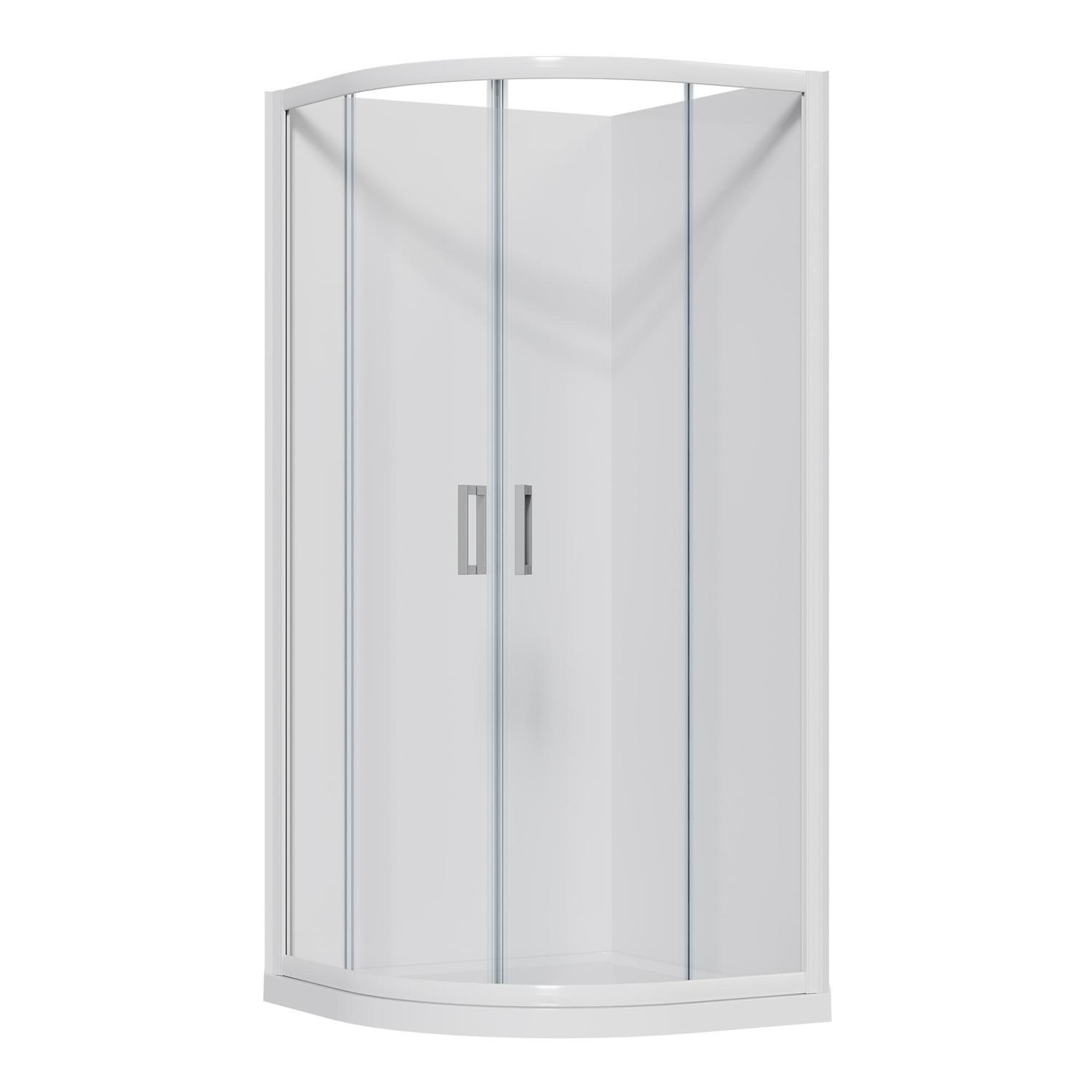 Curved Flat Wall Acrylic Shower Offset Waste 900 x 900 x 2015mm White
