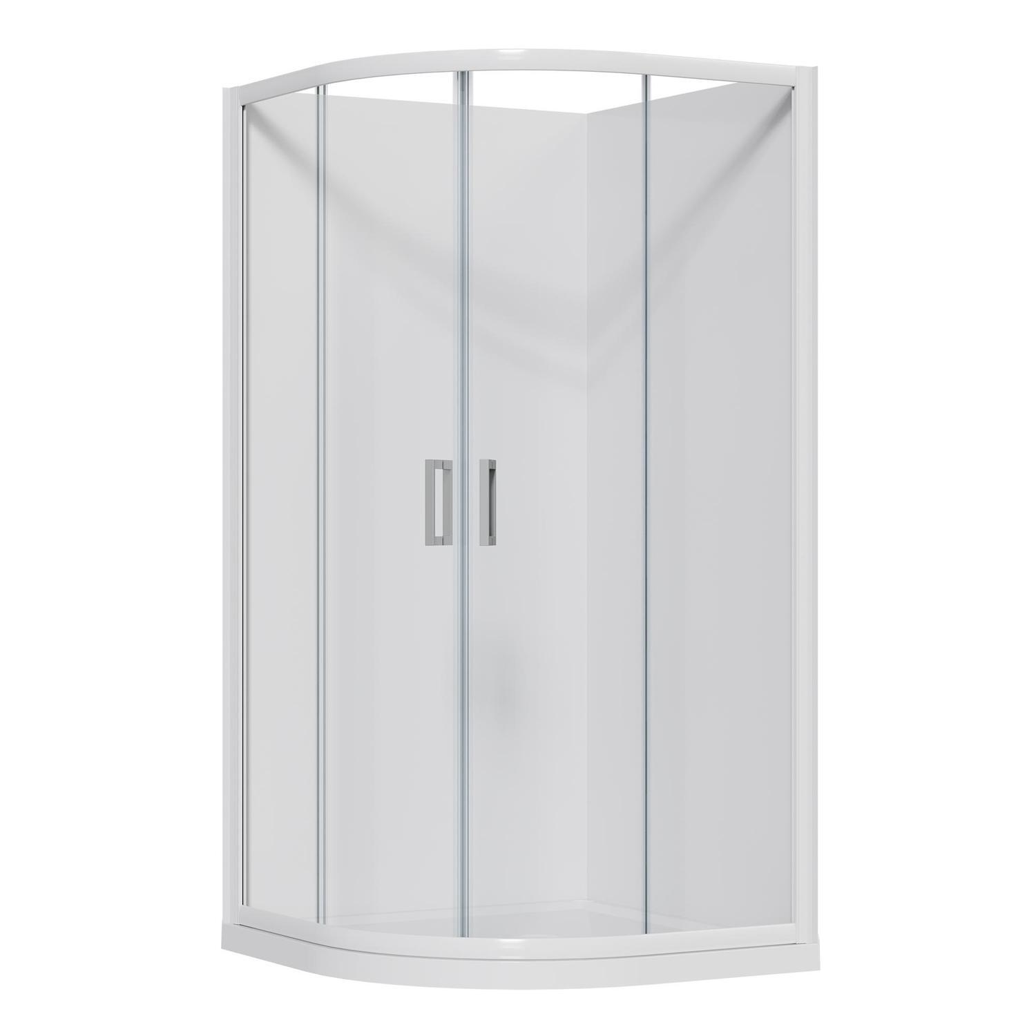 Curved Flat Wall Acrylic Shower Offset Waste 1000 x 1000 x 2015mm White