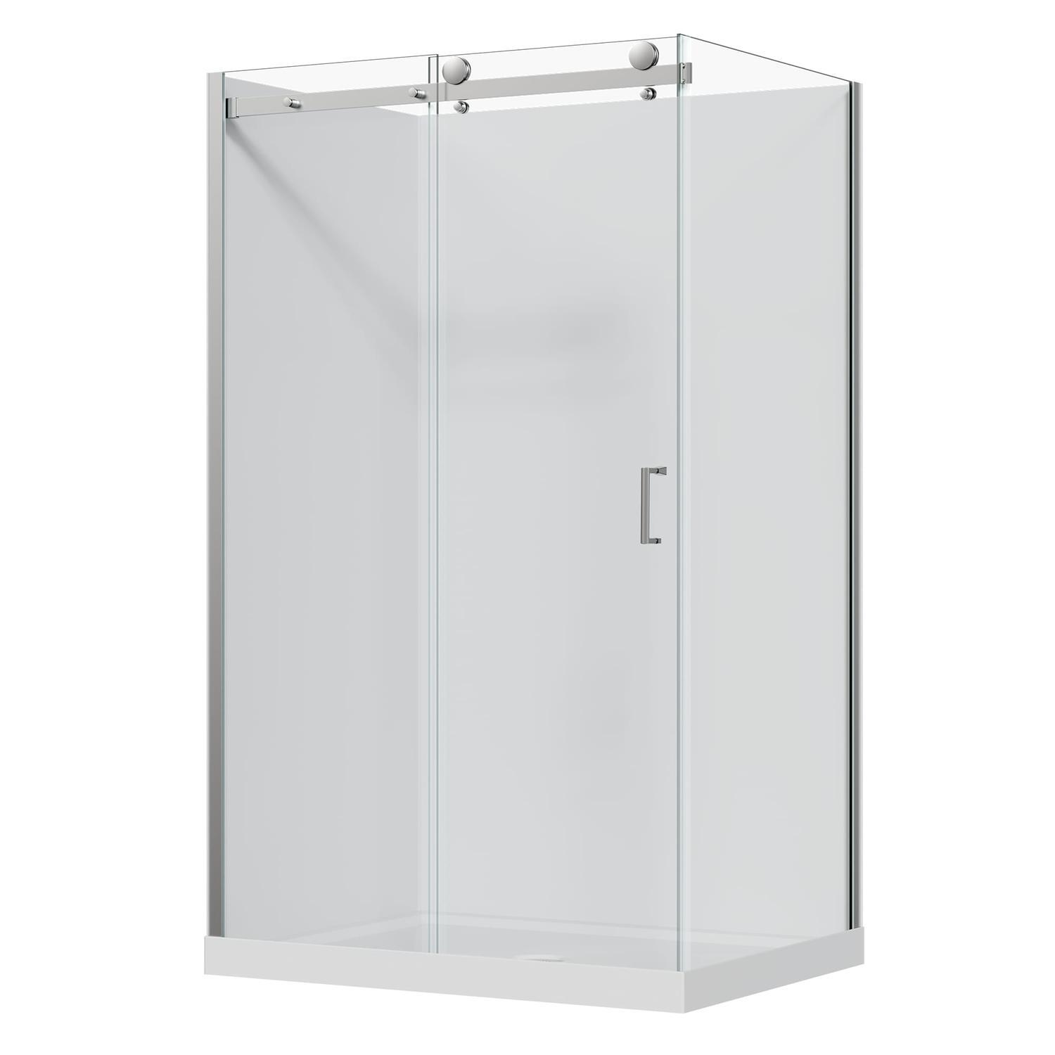Frameless Sliding Flat Wall Acrylic Shower 1200 x 900 x 1895mm Chrome