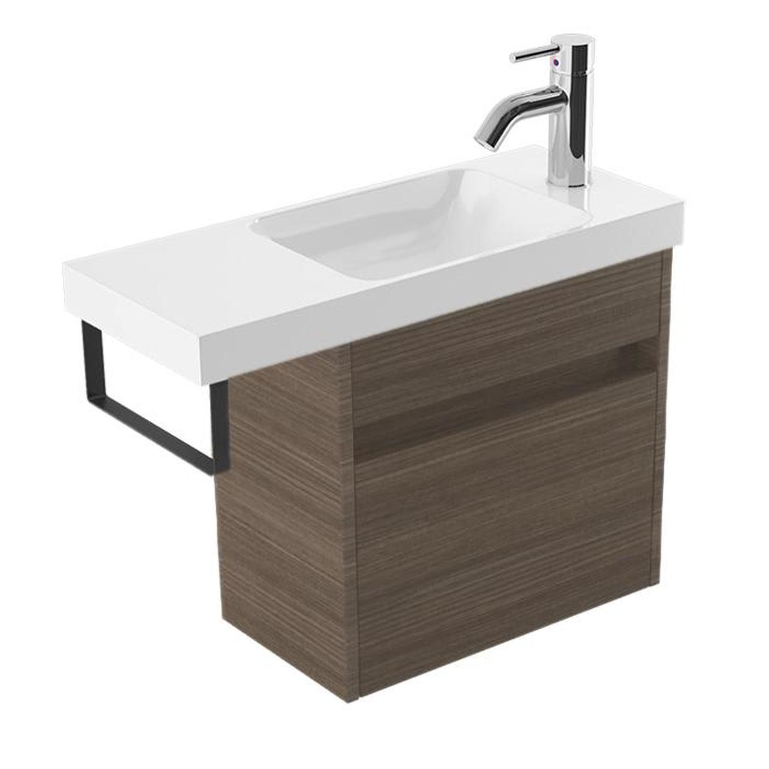 Wall Vanity 600mm Charred Oak Black Rail
