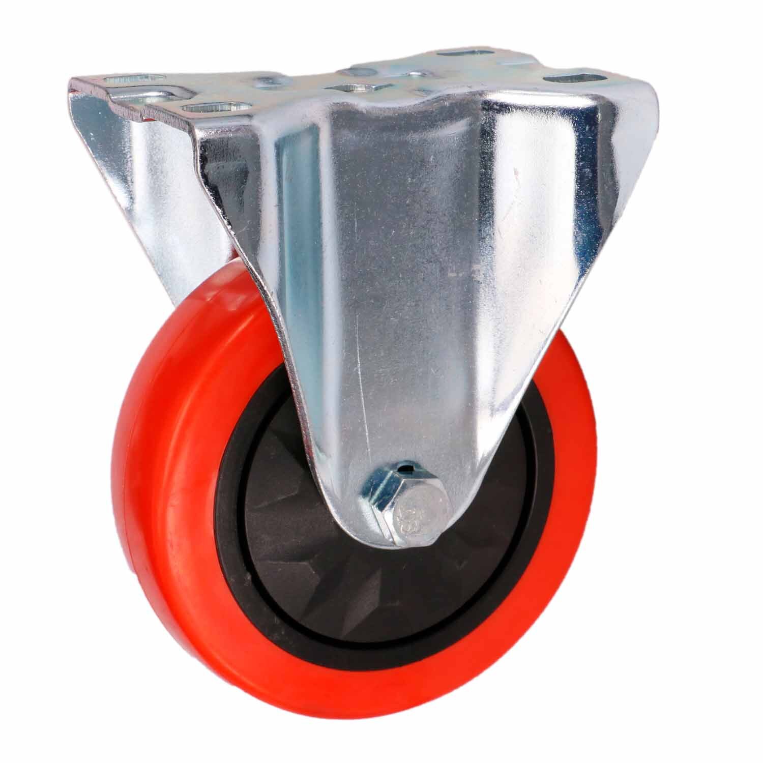 Red Urethane Fixed Castor