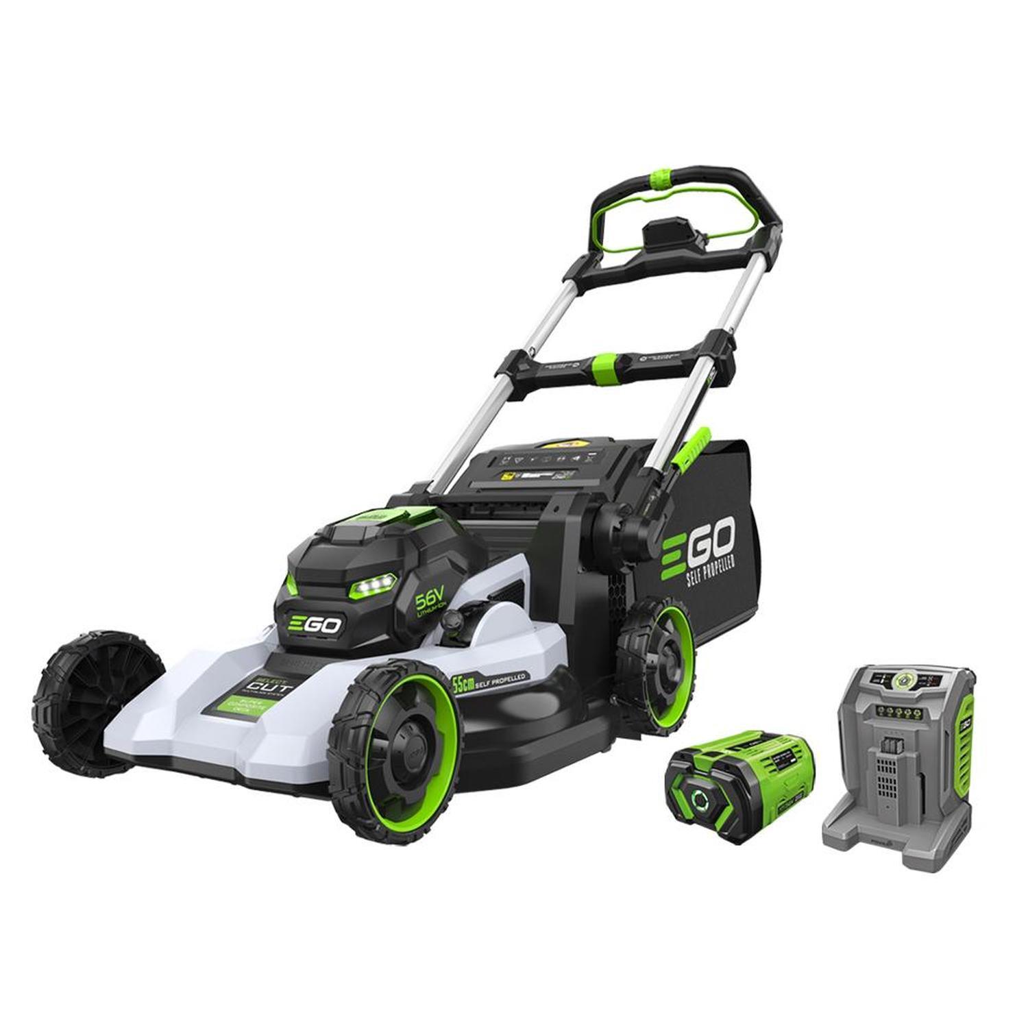 EGO POWER+ 56V 55cm Brushless Select Cut Self-Propelled with Super Composite Deck Lawn Mower KIT Includes 12. Ah Battery & Turbo Charger