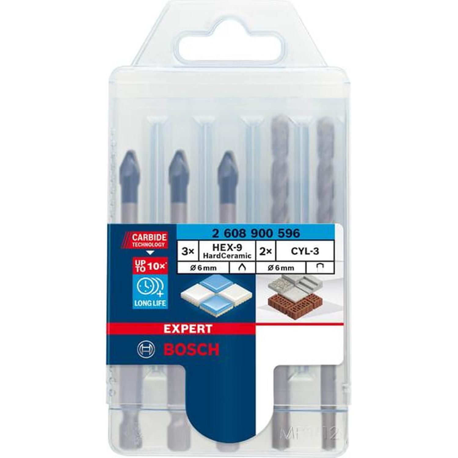 Hex-9 Ceramic Tile Bits 5PK 6 x 90mm