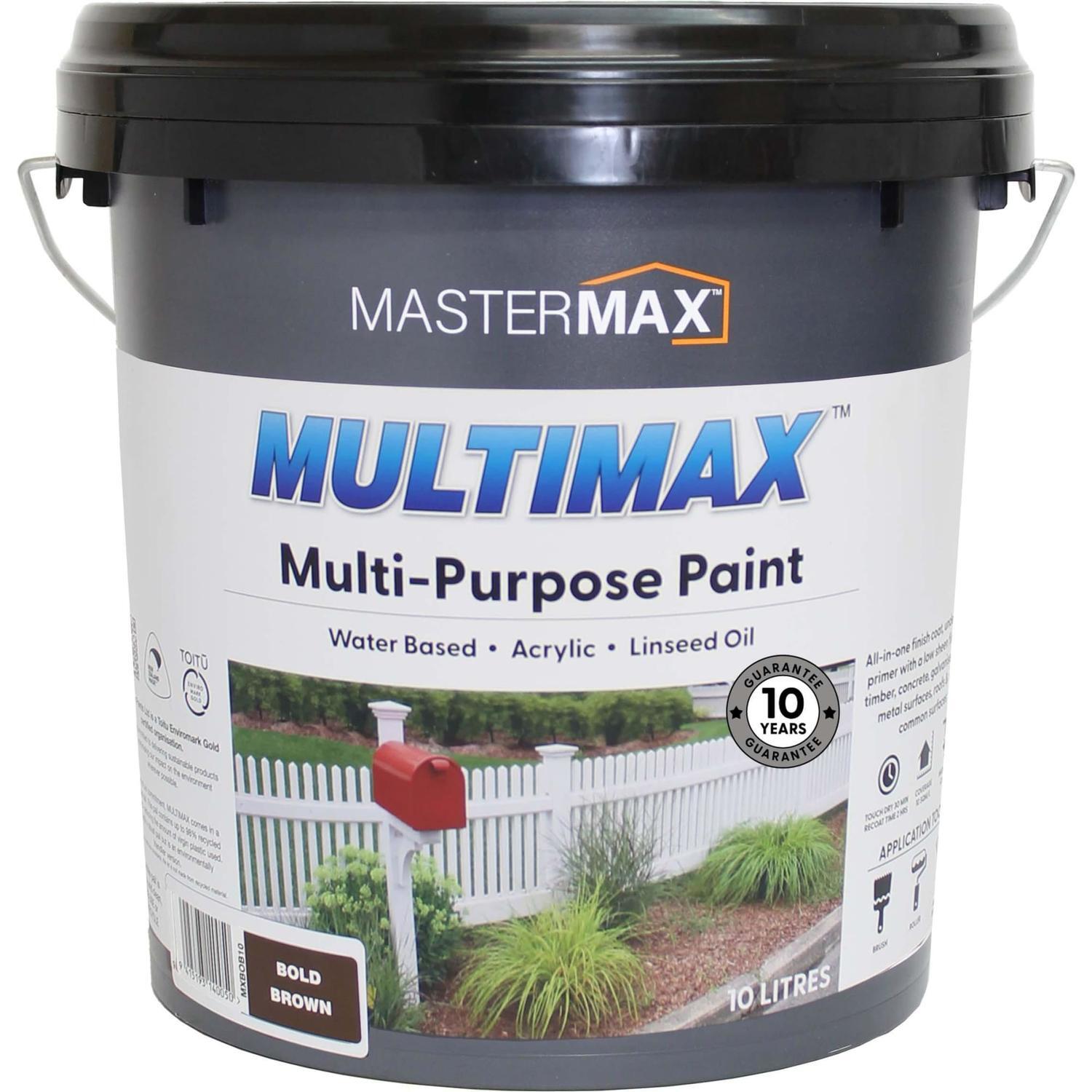 Multi-Purpose Paint Water Based Acrylic and Linseed Oil 10L Bold Brown