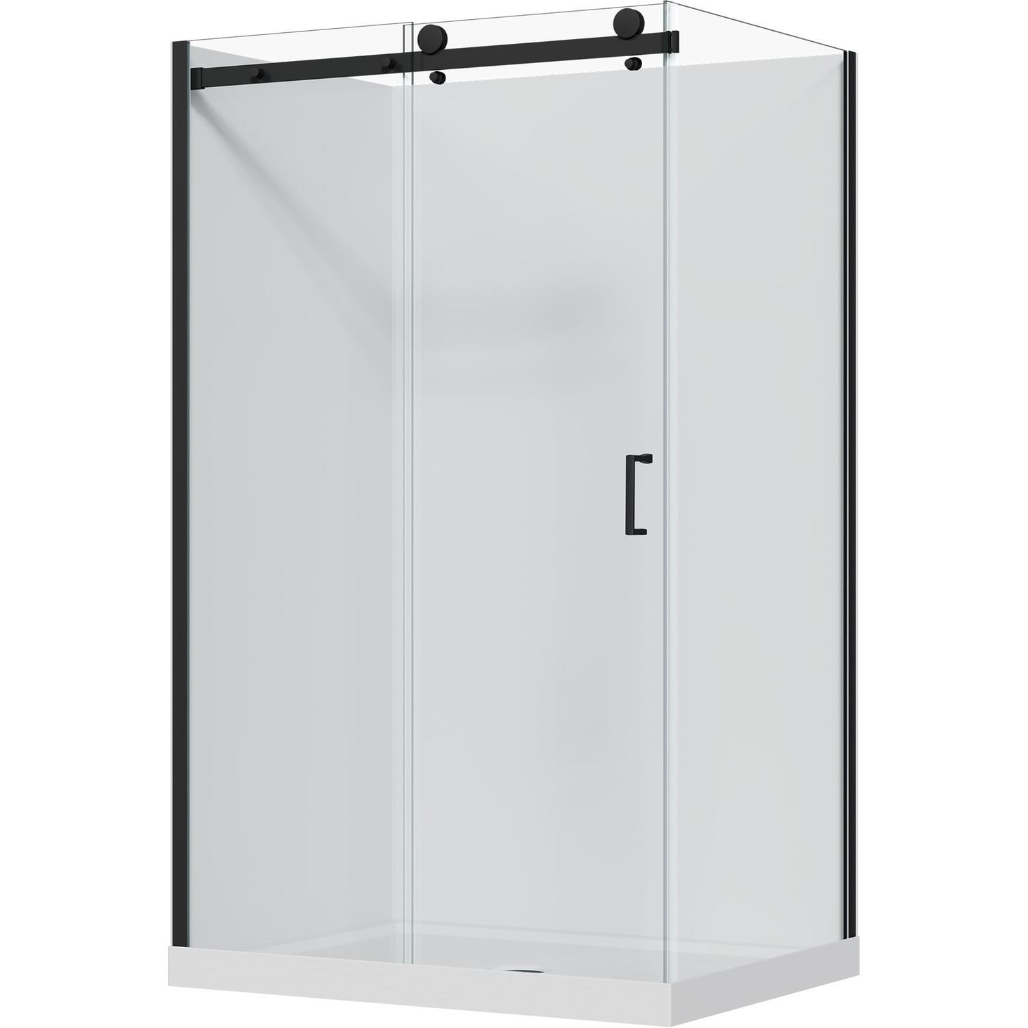 Frameless Sliding Flat Wall Acrylic Shower 1200 x 900 x 1895mm Black