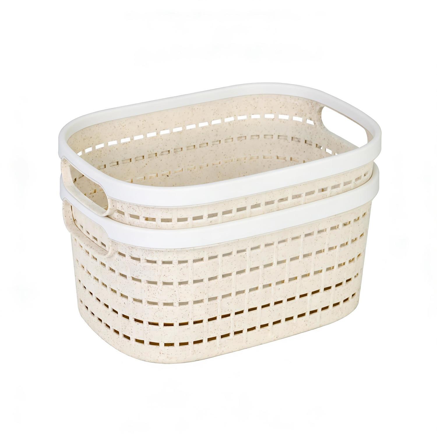 Storage Basket 6.5 litre, 2 Pack Rattan Look