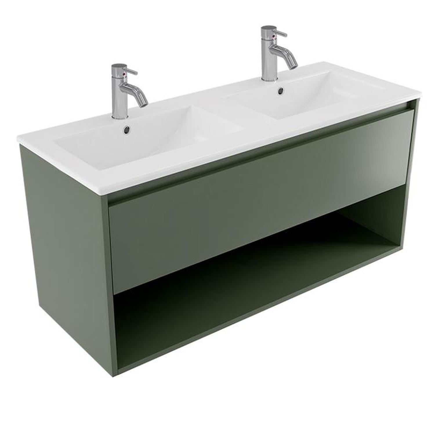 2 Bowl Wall Vanity 1200mm Green