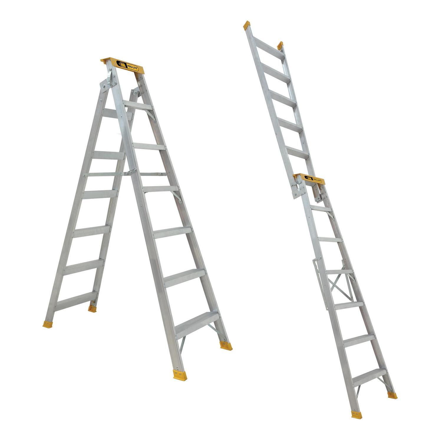 Aluminium Dual Purpose Ladder 2.05 - 3.7m, 7 Step