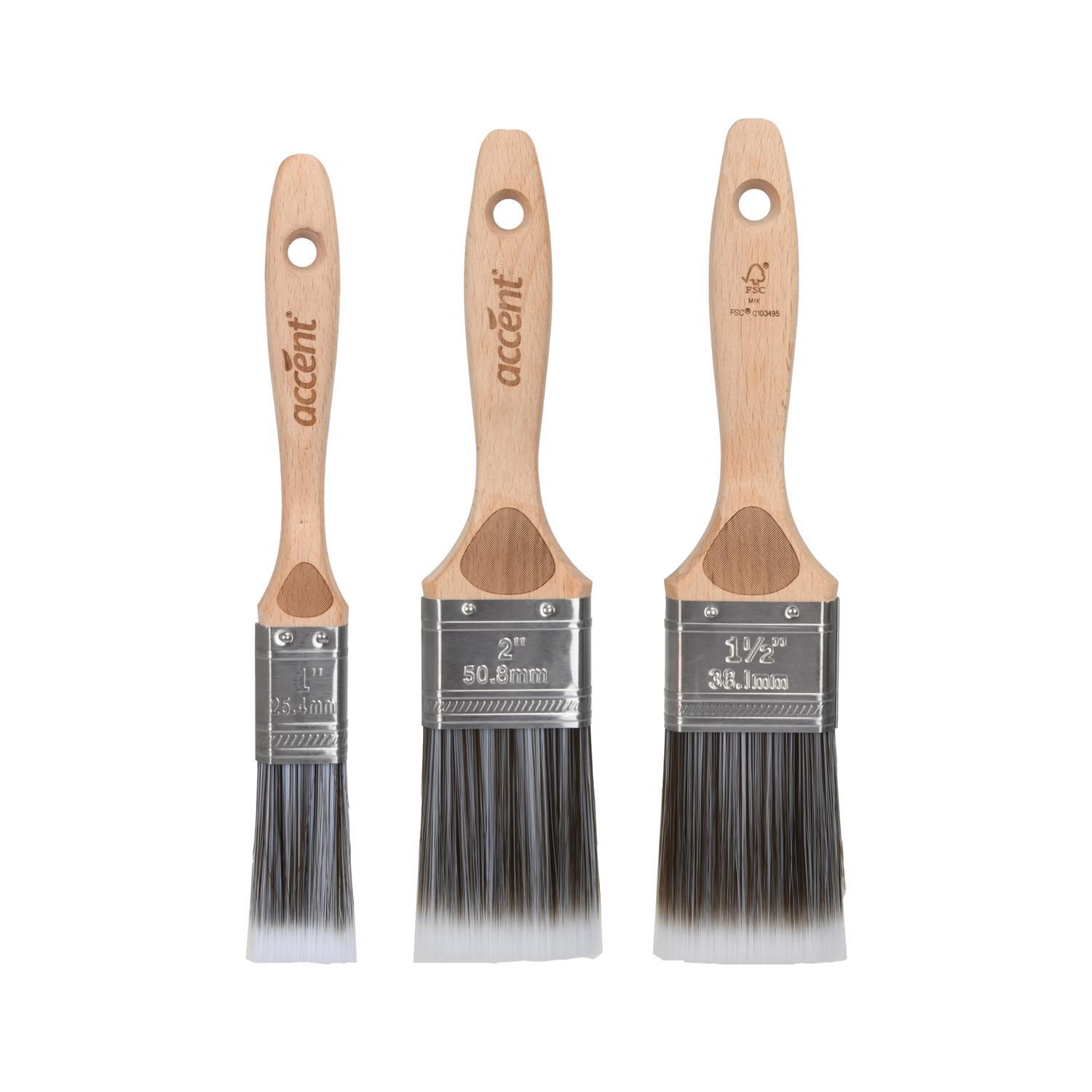 Paint Brushes Wooden Handle 3 Piece