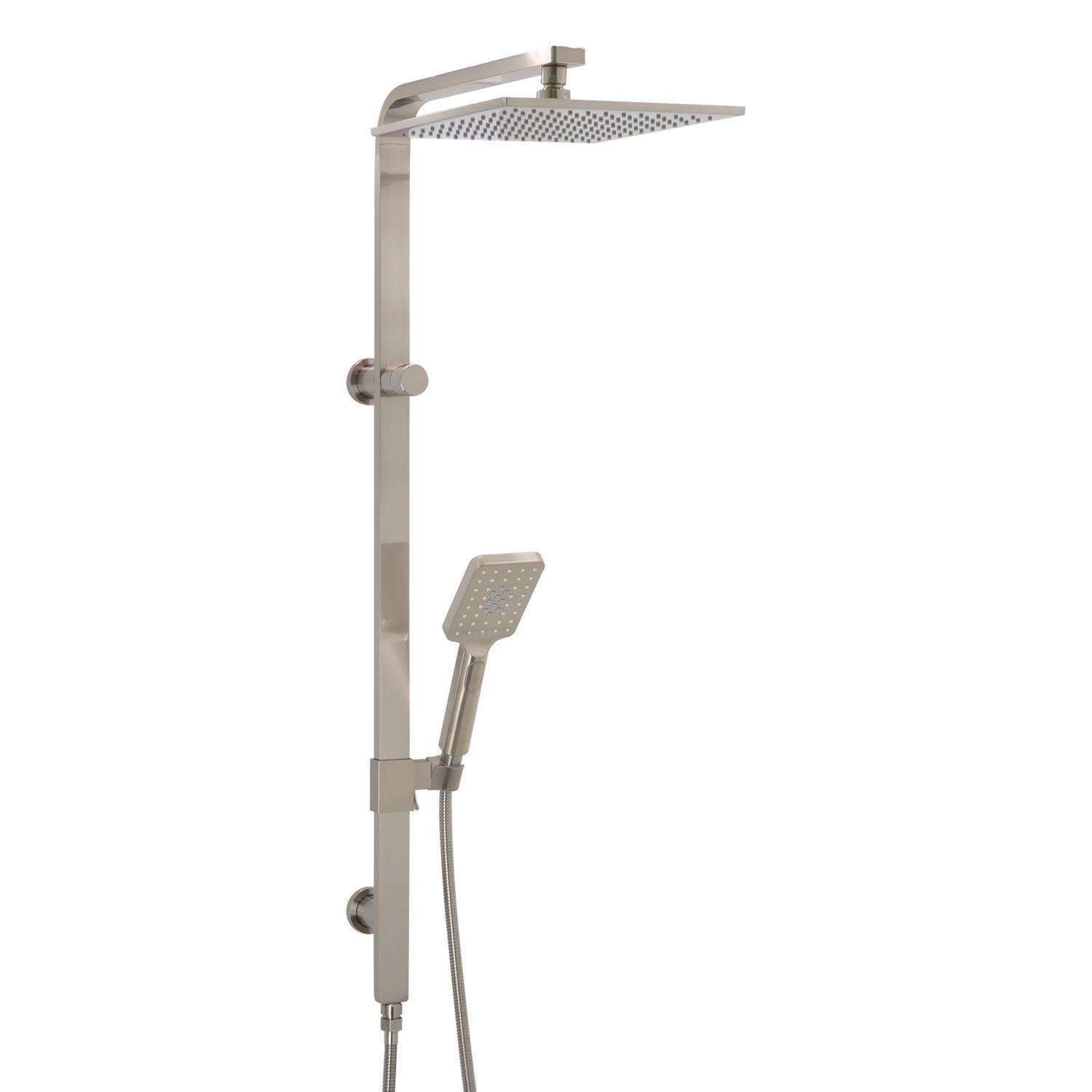 Twin Square Shower Rail  Brushed Nickel