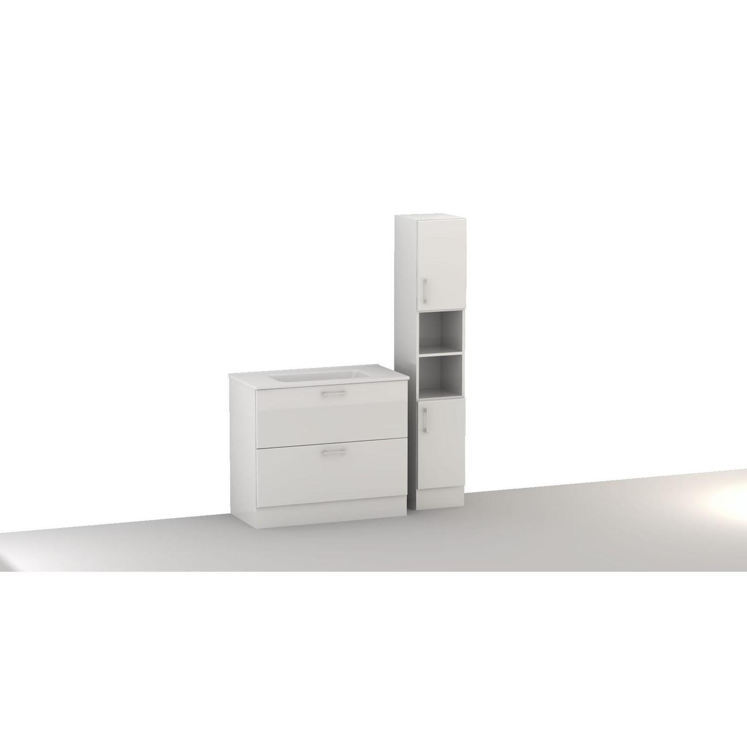 Vanity Combo with Tower and Doors. Floor Standing 600mm Arctic White