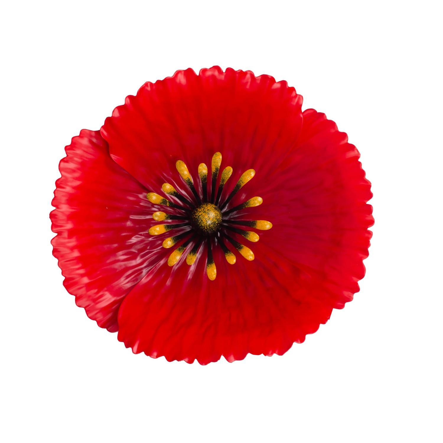 Metal Poppy Wall Art Small 185mm Red