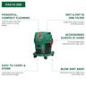 Bosch PAS15-200 1000W Wet Dry Vacuum Cleaner Set 15L 200m Bar Incl: Extension pipes, Suction Hose + Handle, Floor Nozzle, Crevice Nozzle, Vac Paper Bag, Cartridge Filter