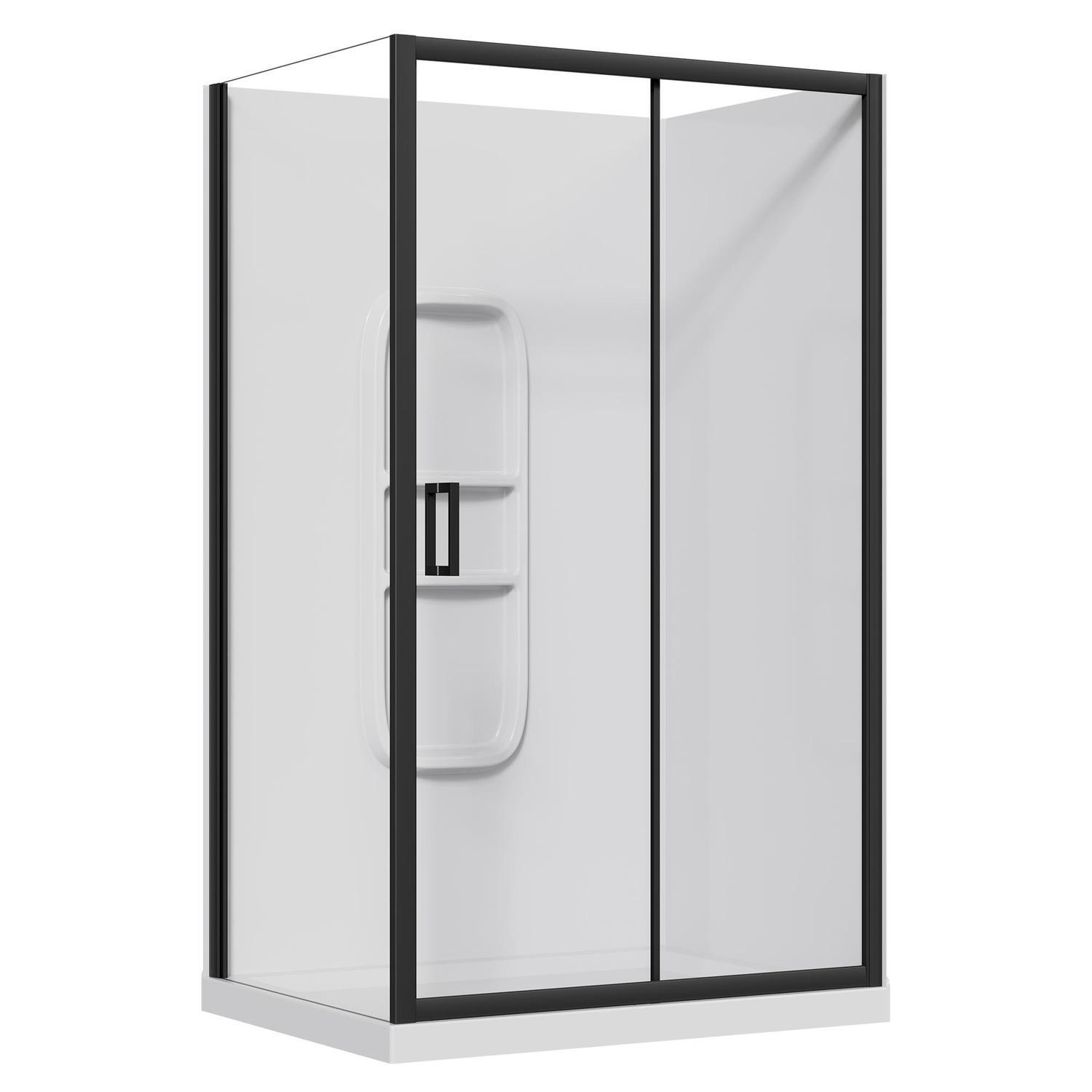 2 Sided Slider Side Mould Acrylic Shower RH 1200 x 900 x 2015mm Black