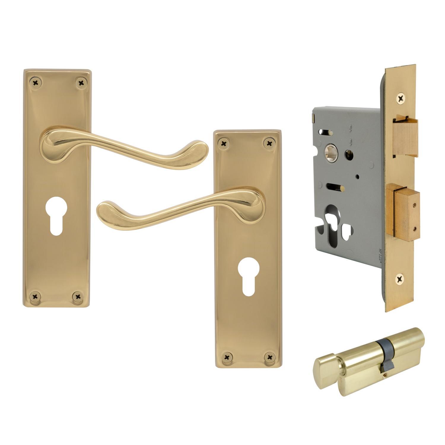 York Square Longplate Euro Locking Set  Polished Brass