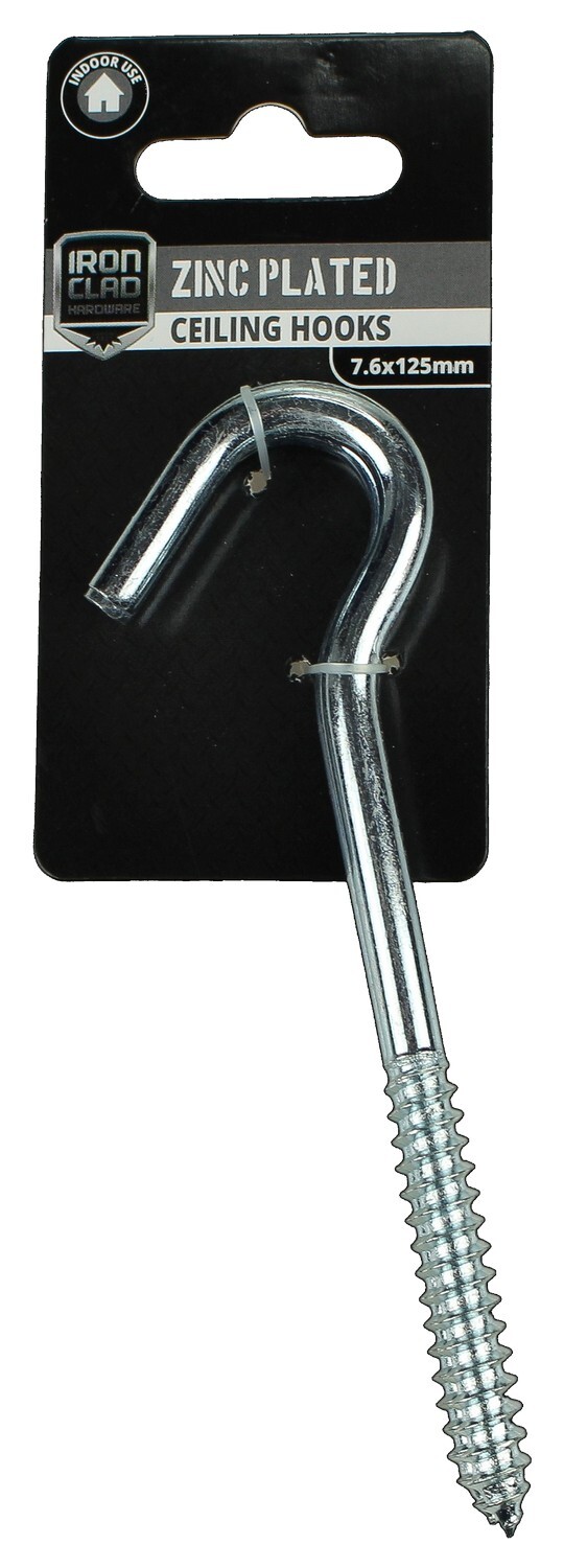 Ceiling Hook 7.6x125mm Zinc Plated