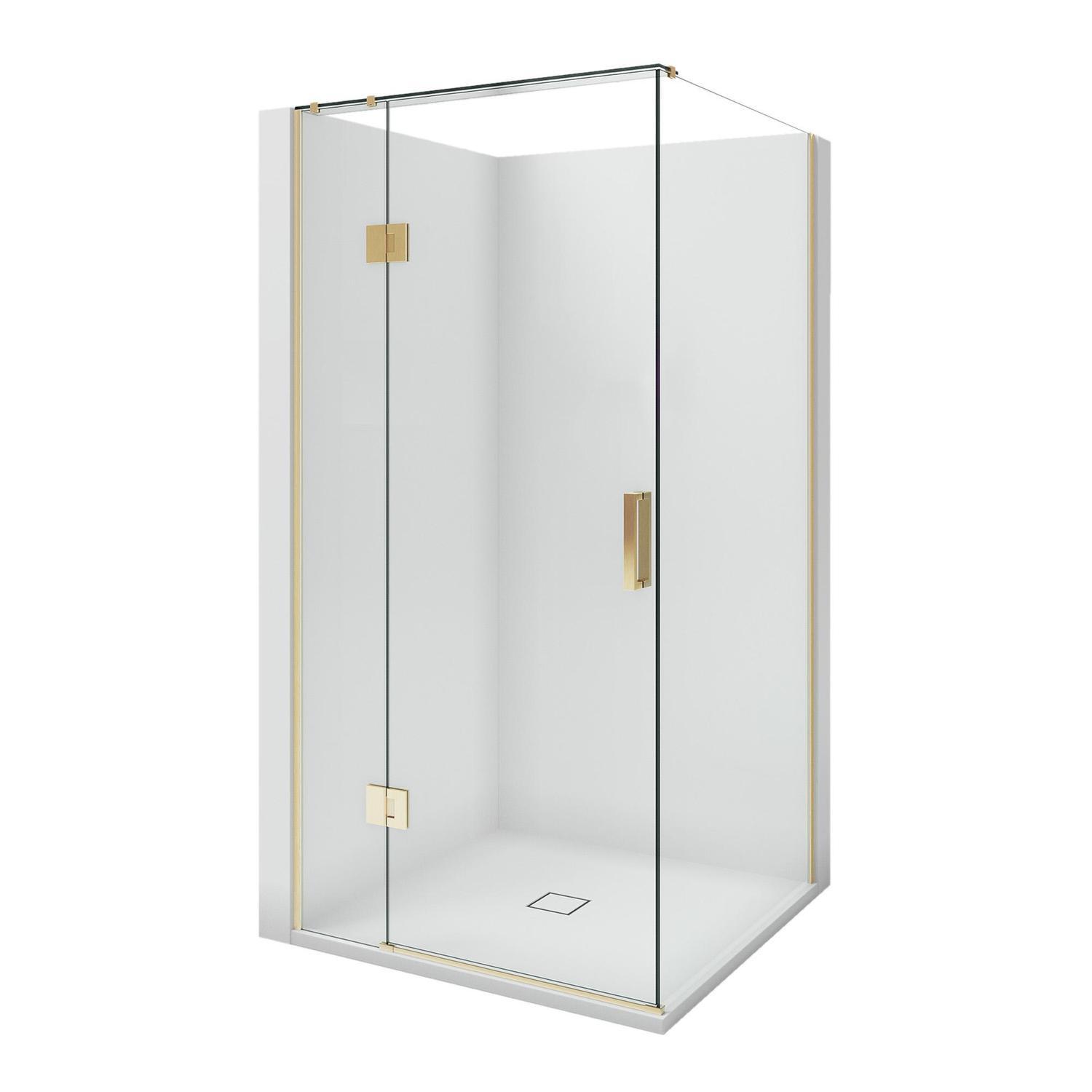 1010 x 1010mm 2-Wall White Tray, Liner and Brushed Gold Hinged Screen Package