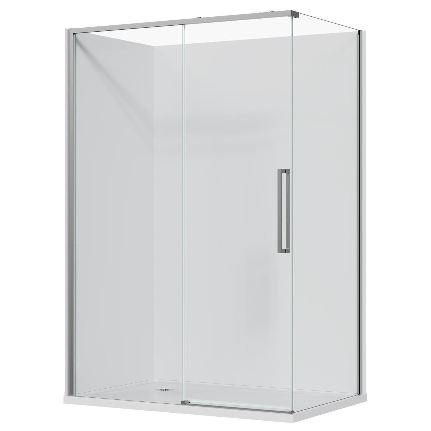 2 Sided Frameless Sliding Flat Wall Acrylic Shower LH 1400 x 915 x 2040mm Chrome