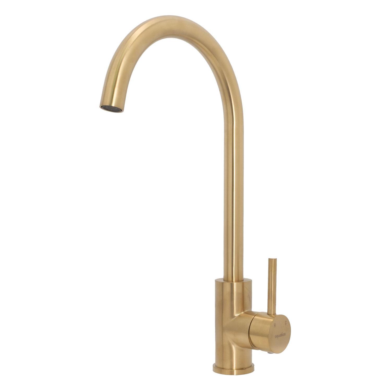 Gooseneck Sink Mixer  Brushed Gold