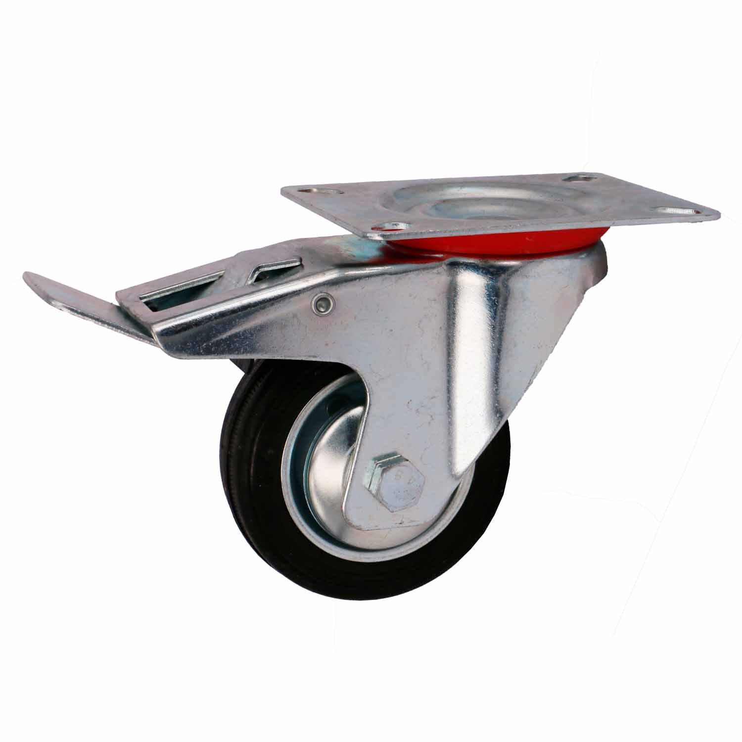 Rubber Swivel Castor With Brake