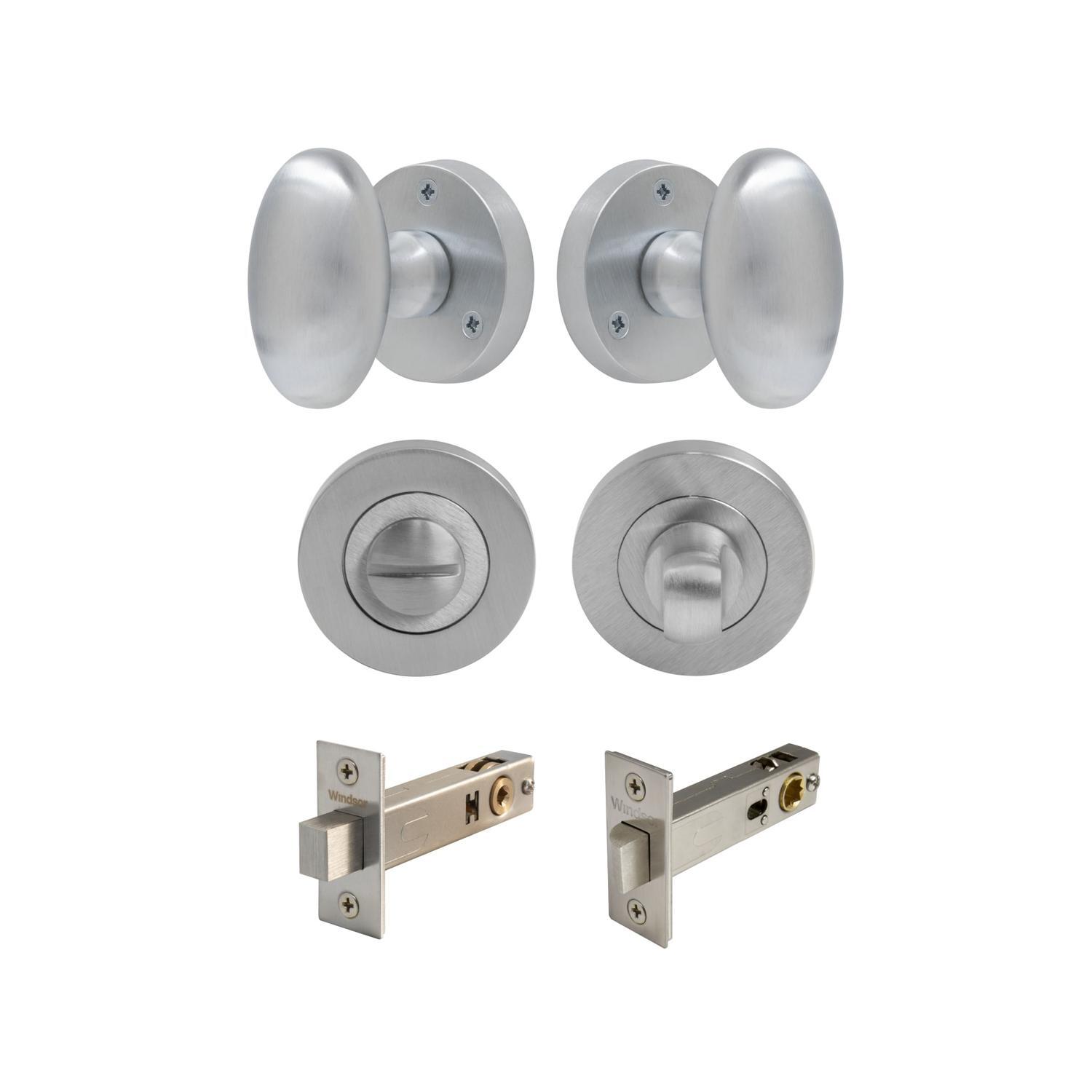Camden Round Rose Privacy Set Satin Chrome