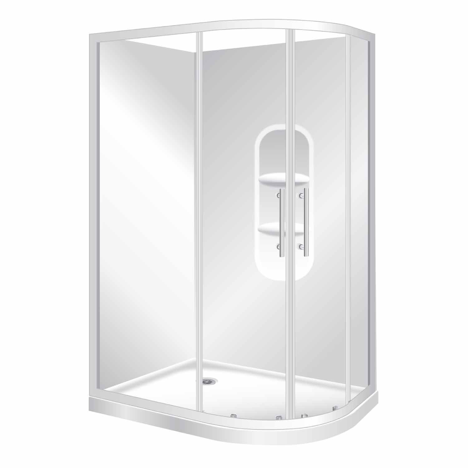 Round Shower Moulded Wall Left Hand