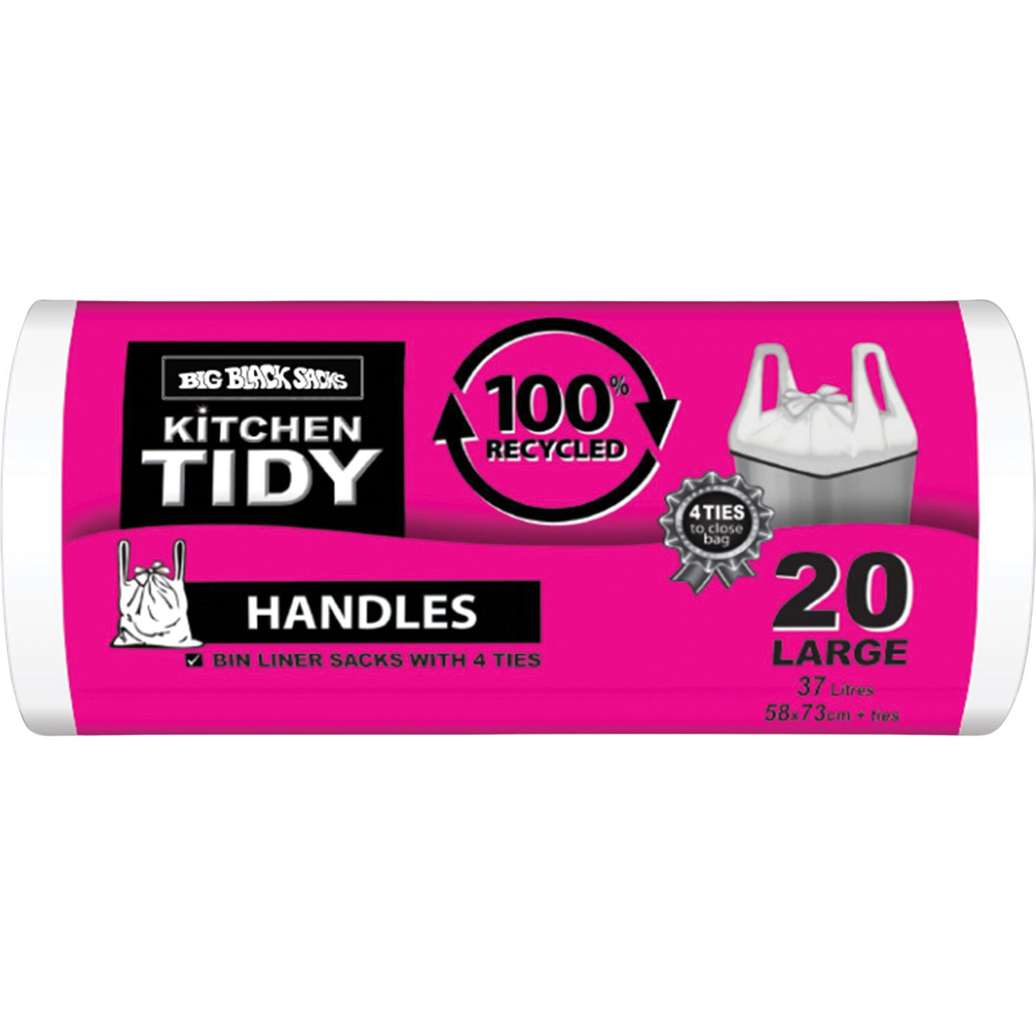 100% Recycled Rubbish Bags 20 Pack Large 37 Litre