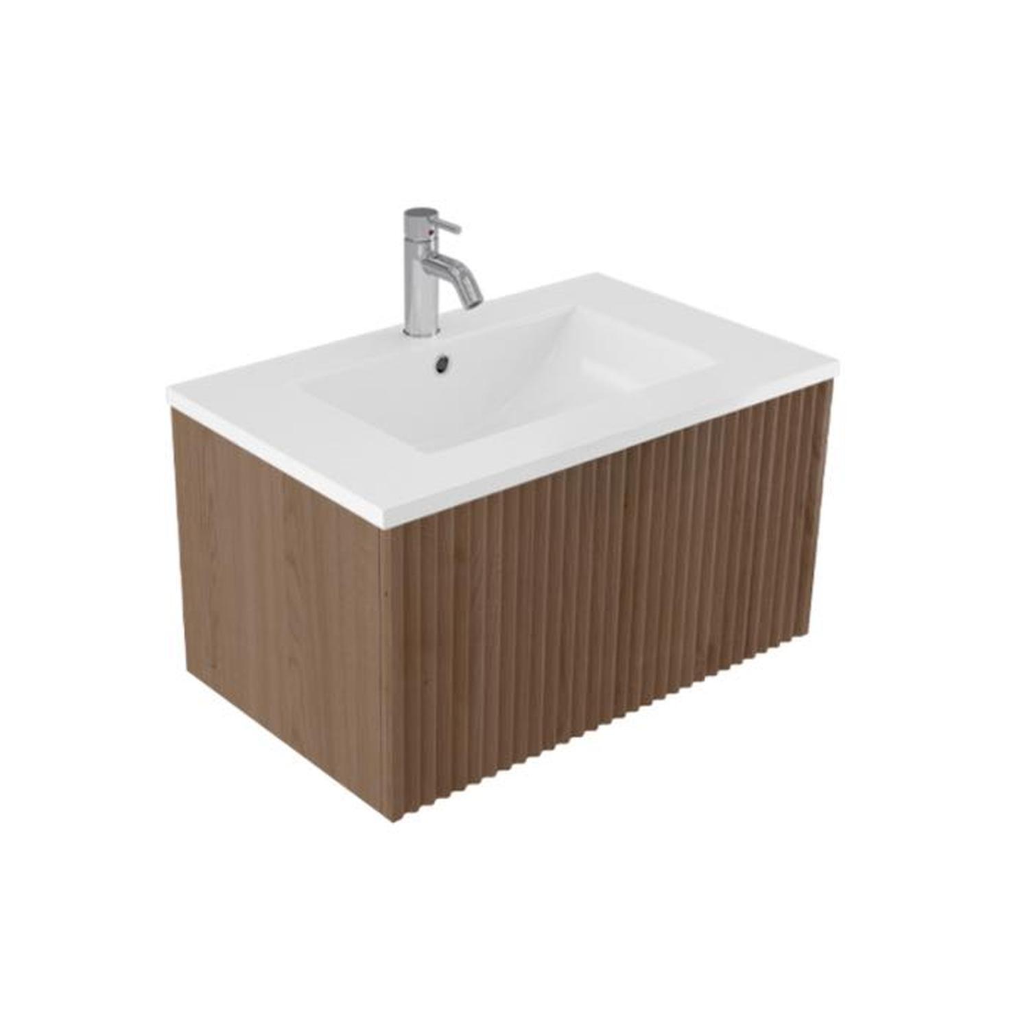 Wave Wall Hung Vanity 750mm Noce