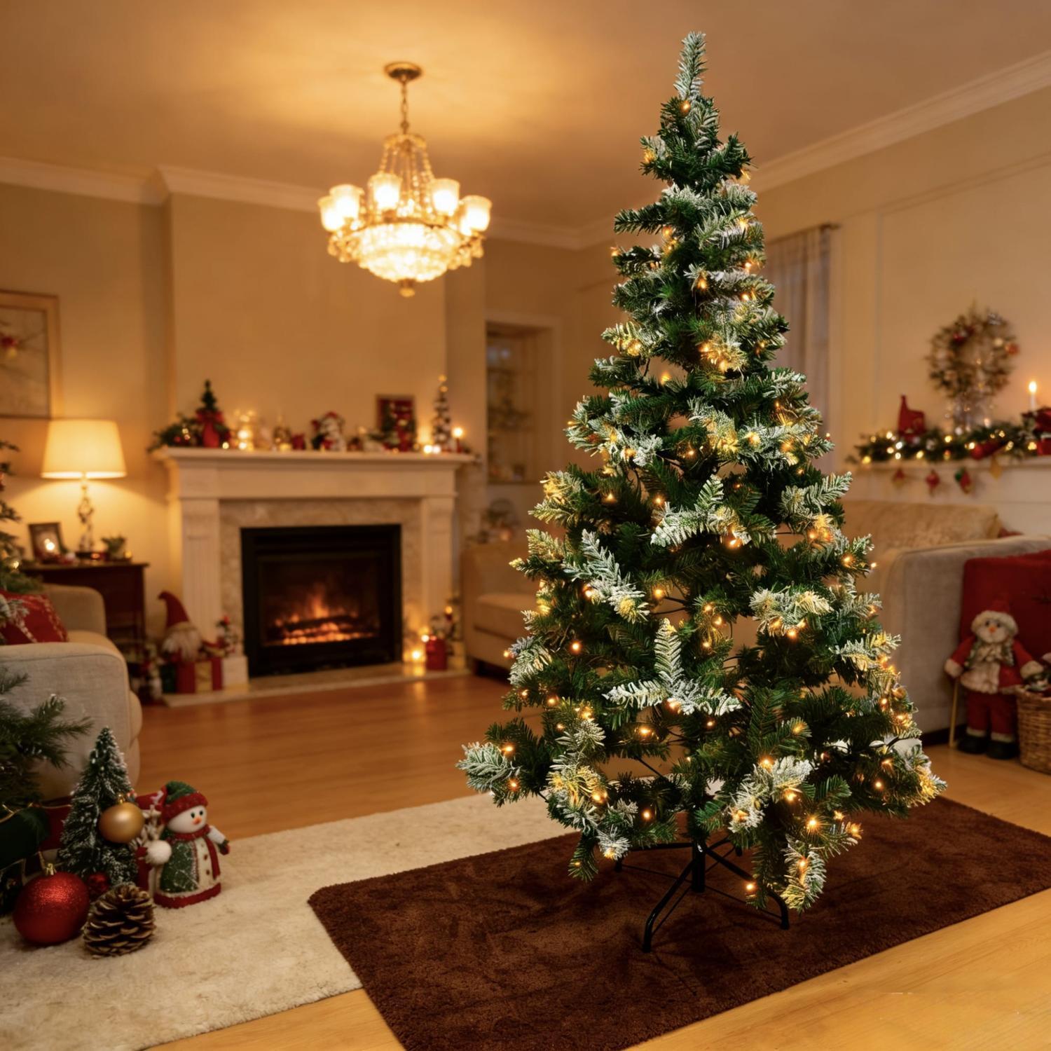 Pre-Lit Snowy Christmas Tree 1.8m Warm White