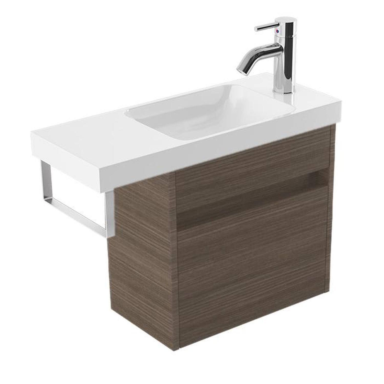 Wall Vanity 600mm Charred Oak Chrome Rail