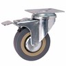 Rubber Swivel Castor With Brake 75mm Grey