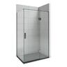 Solara 1210 x 1010mm 2-Wall RH Black Tray and Gunmetal Hinging Screen