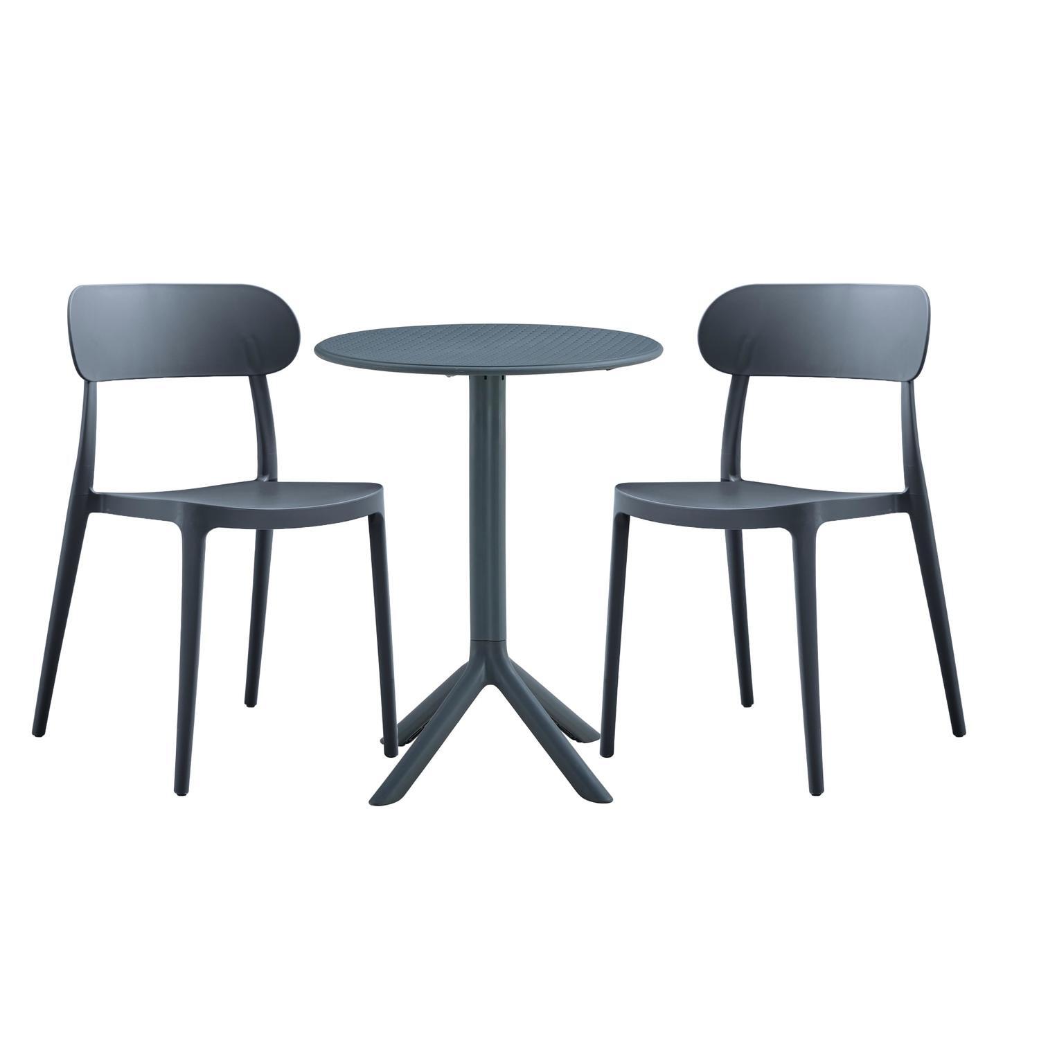 Outdoor Dining Setting 3 Piece Fes Curve Dining Chair Charcoal