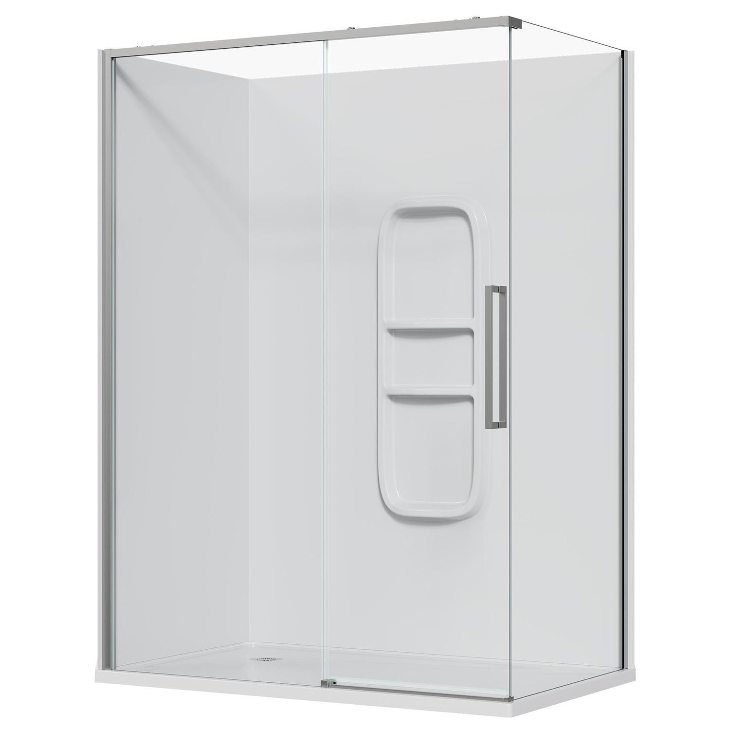 2 Sided Frameless Sliding Side Mould Acrylic Shower LH 1500 x 915 x 2040mm Chrome