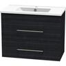 Cashmere Slim Double Drawer Wall Hung Vanity H: 598mm, W: 740mm, D: 380mm Charred Oak