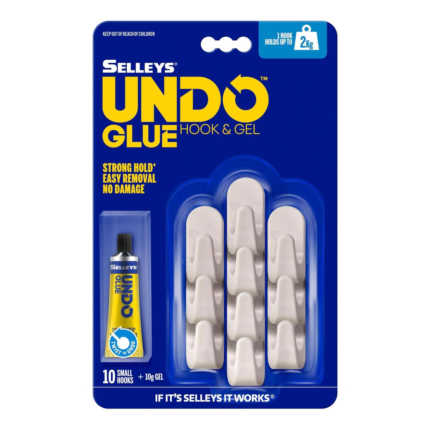 Undo Glue Small Hook & Glue Kit 10 Pack 10g White