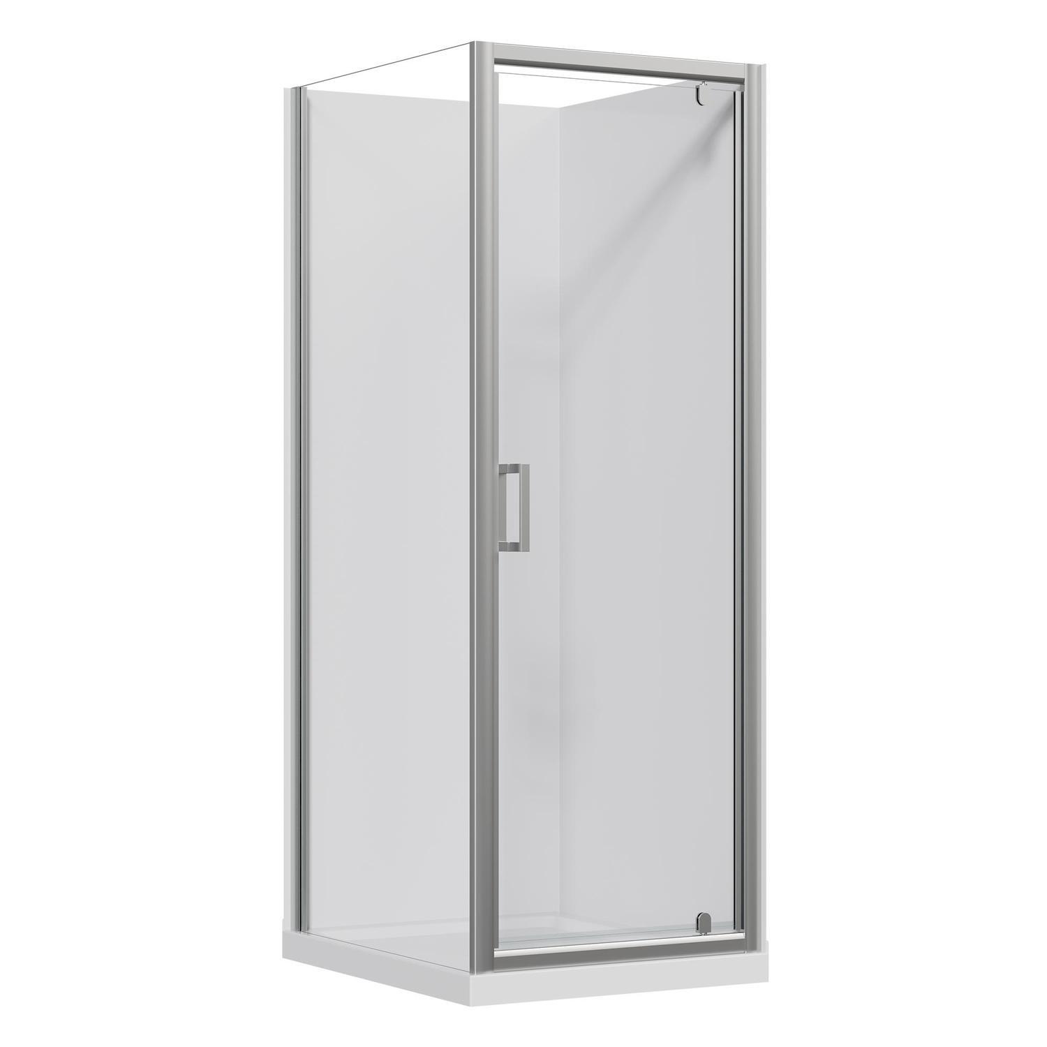 2 Sided Flat Wall Acrylic Shower RH 750 x 900 x 2015mm Chrome