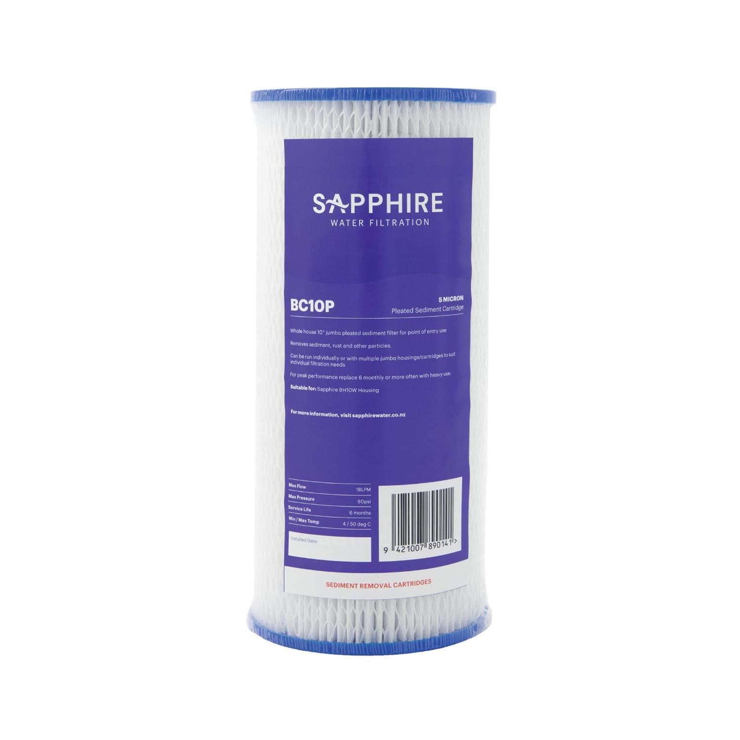 5 Micron Jumbo Pleated Sediment Water Filter 4.5 x 10 inches White and Blue