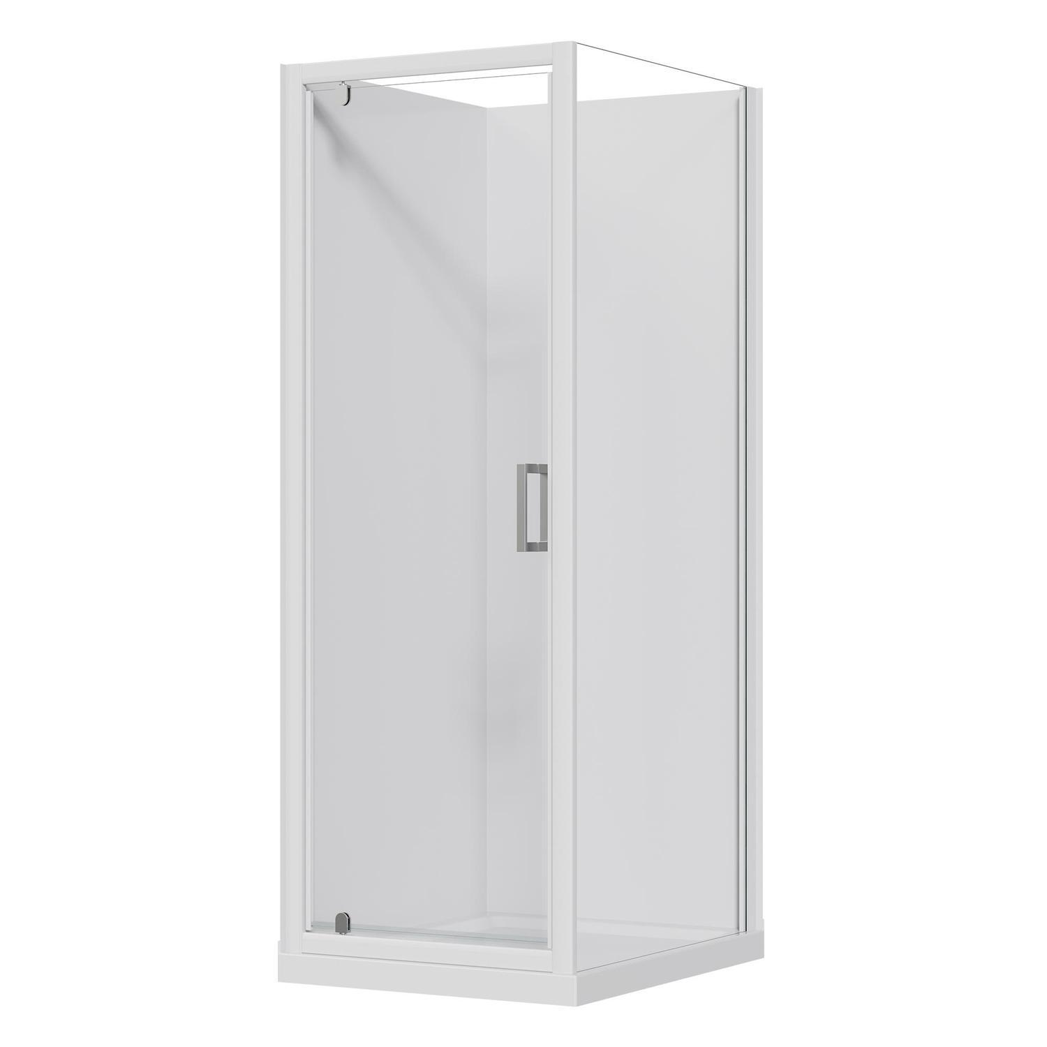 2 Sided Flat Wall Acrylic Shower LH 750 x 900 x 2015mm White