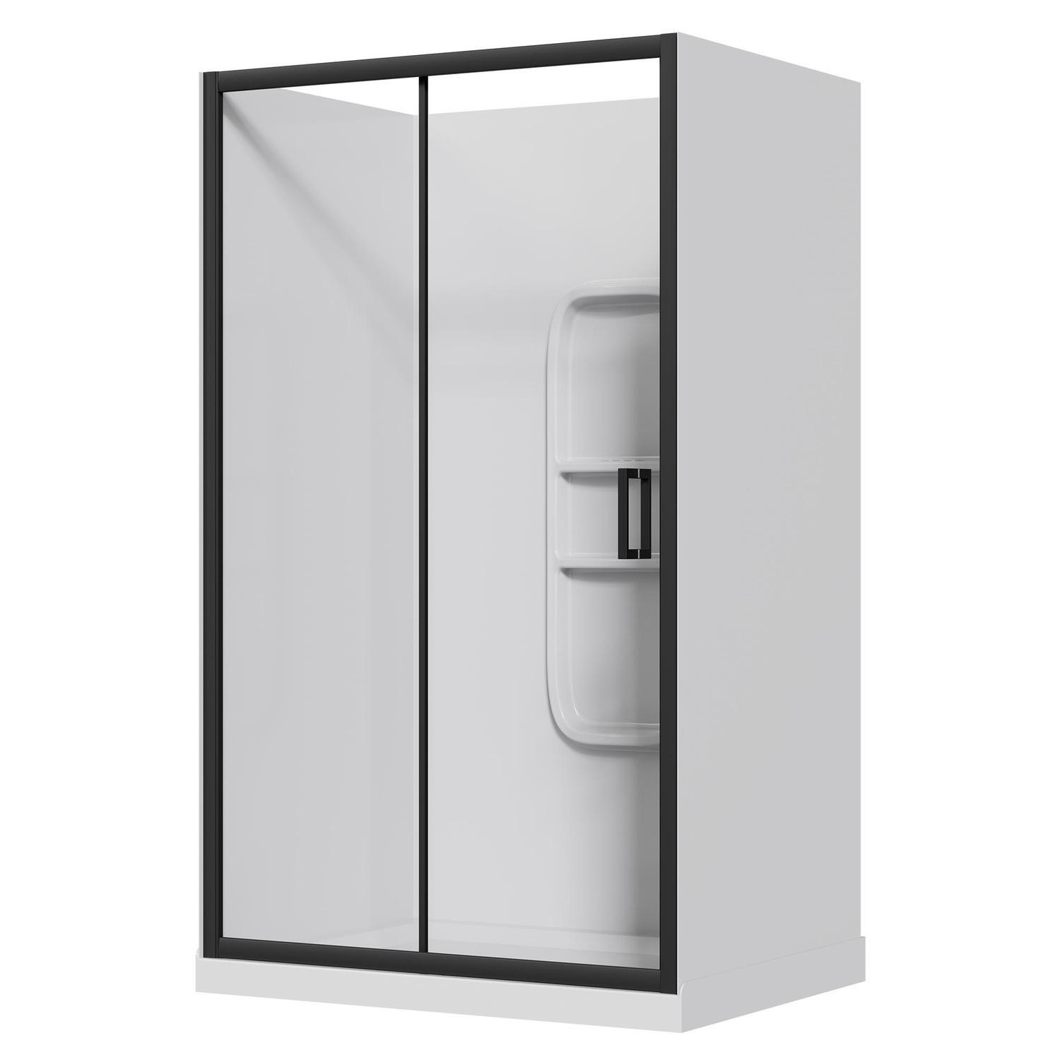 Alcove Side Mould Acrylic Shower 1200 x 900 x 2015mm Black