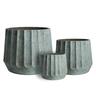 Ribbed Cement Drum Pot L Turquoise