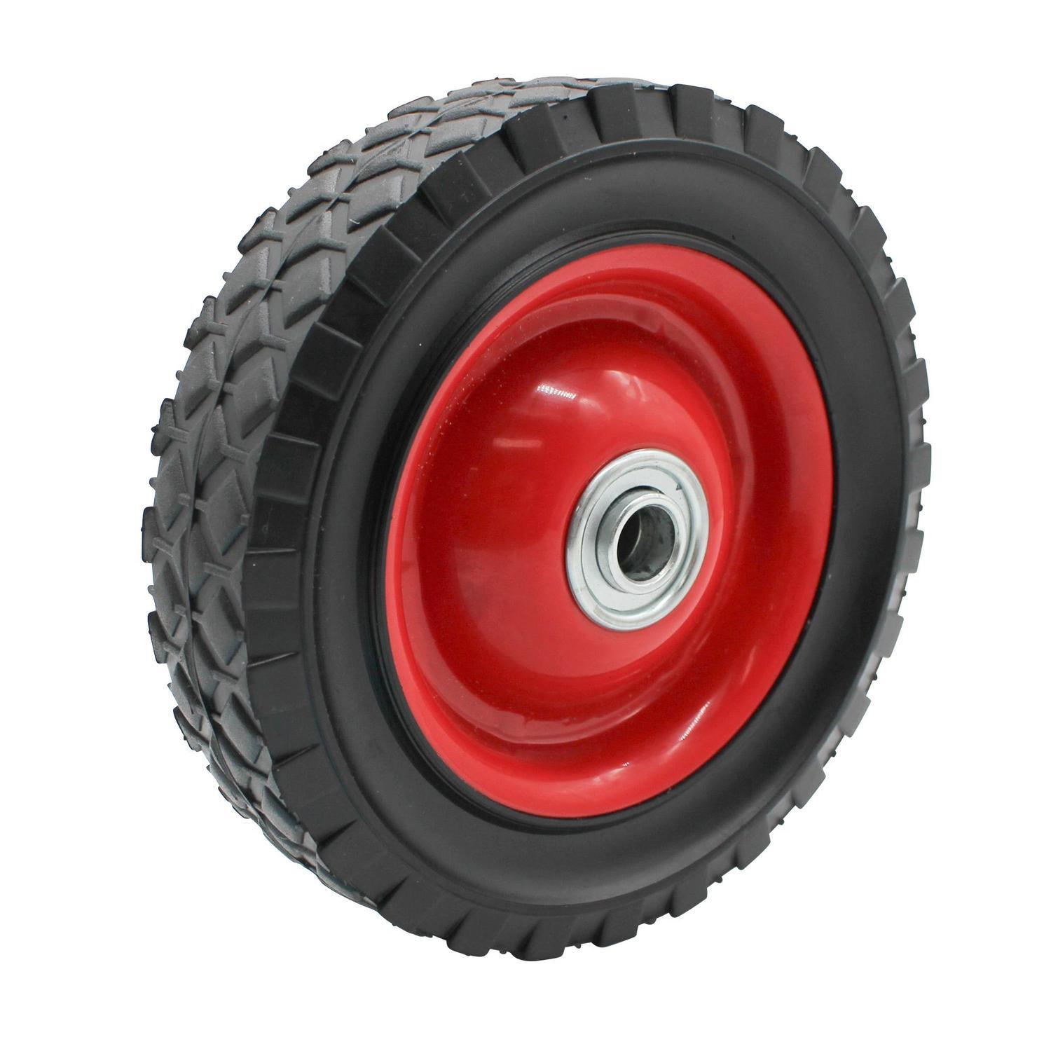 Rubber Tyred Steel Centered Wheel 150mm Red