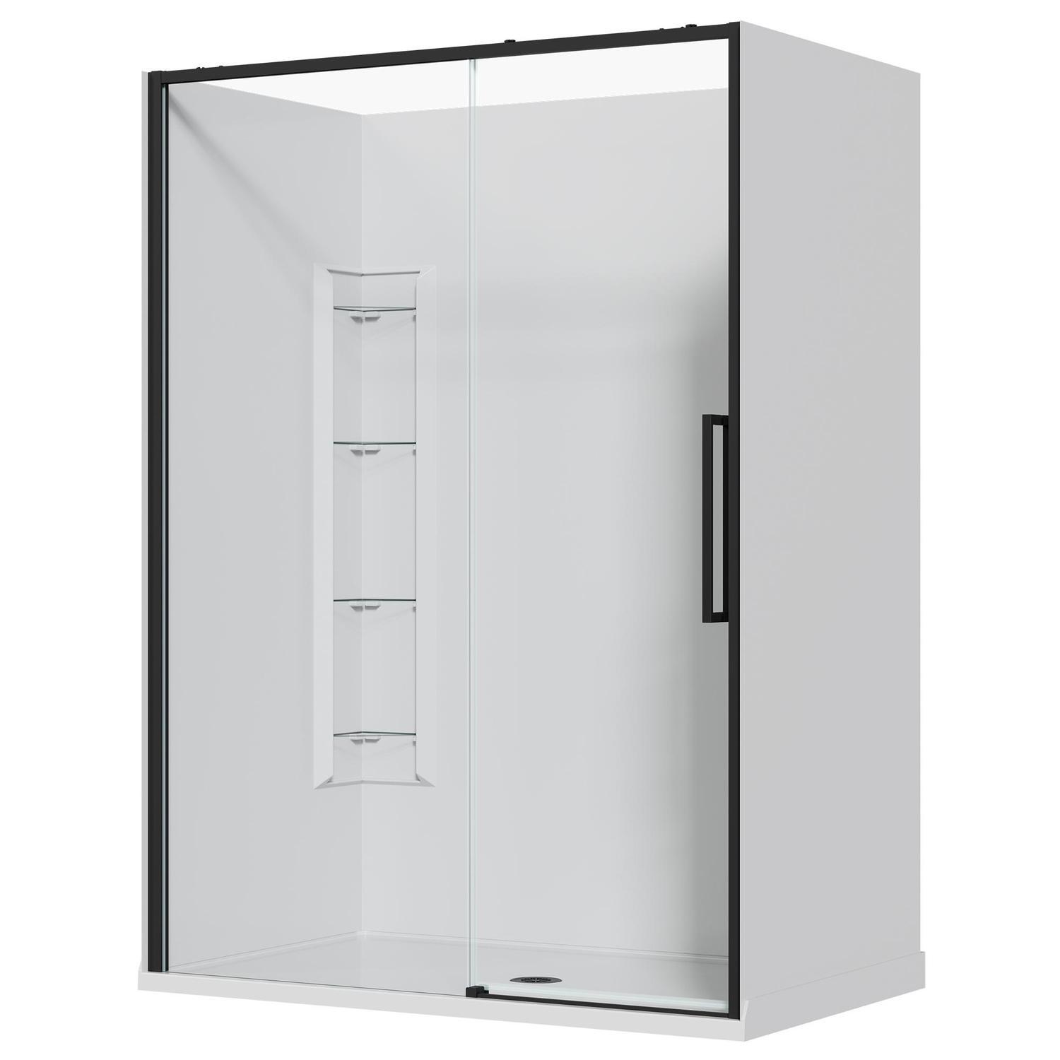 Alcove Frameless Sliding Corner Mould Acrylic Shower 1500 x 915 x 2040mm Black