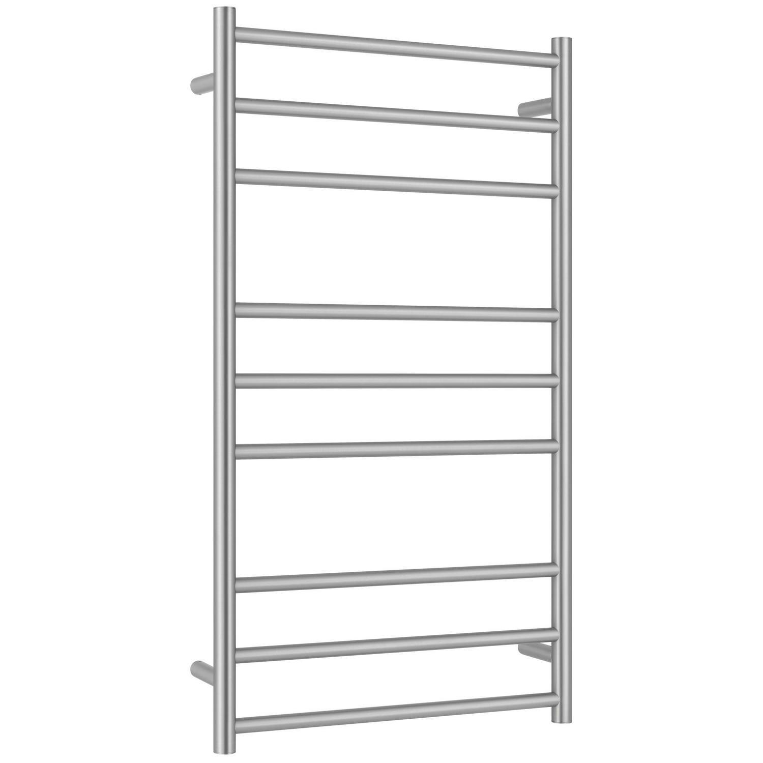 9 Bar Round Heated Towel Rail 130 Watt Brushed Nickel