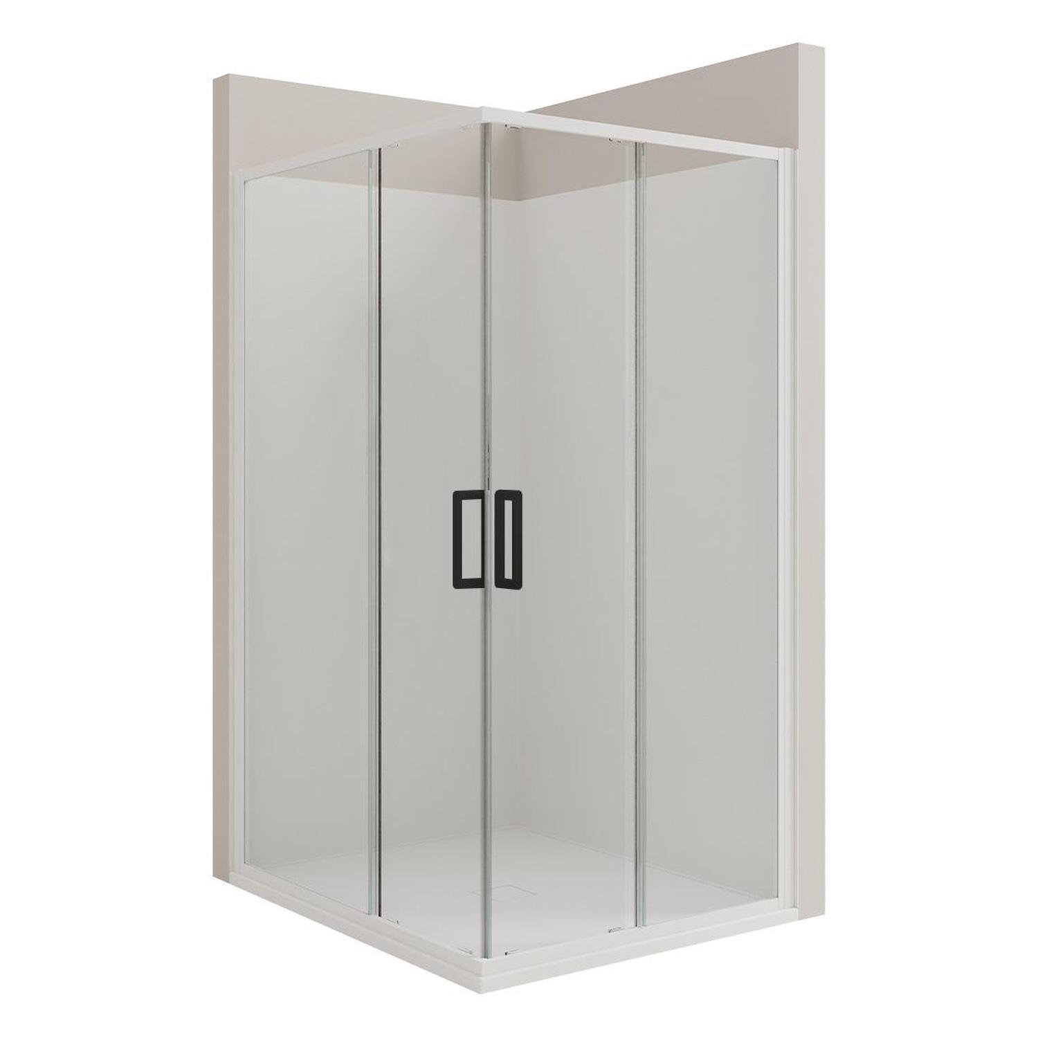 Left Hand 2 Sided Tiled Wall Shower 1200 x 900mm Matte Black