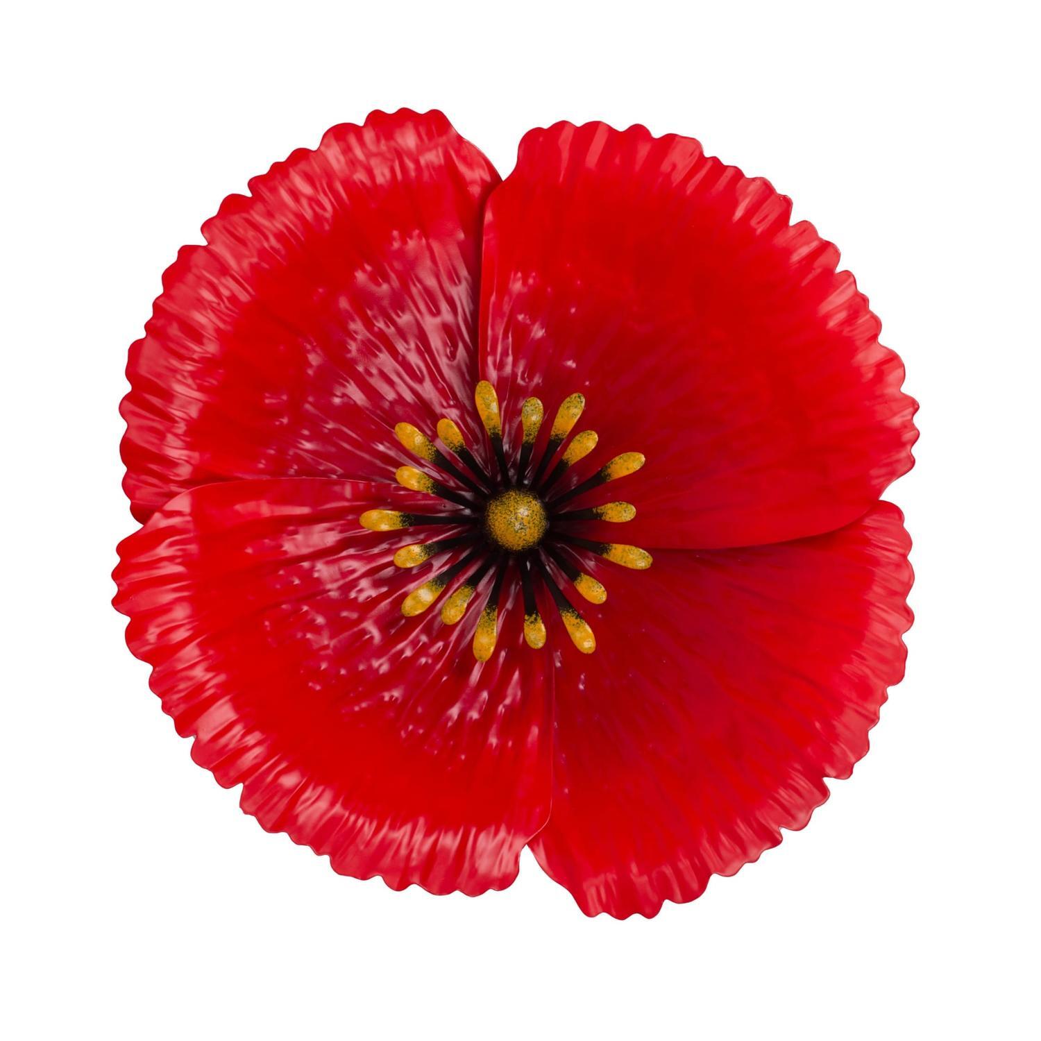 Metal Poppy Wall Art Large 290mm Red
